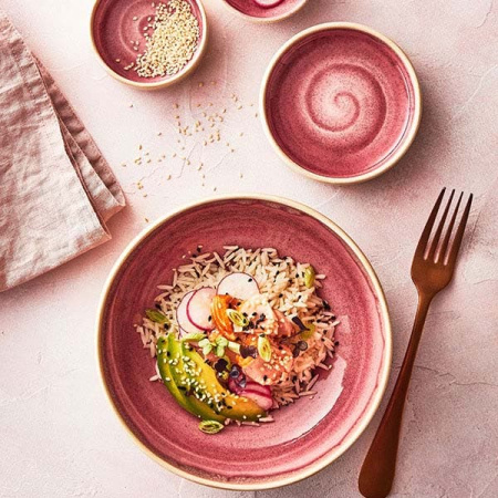 Салатник «Аврора Везувиус Роуз Кварц»;фарфор;D=17,5см;розов.,бежев.