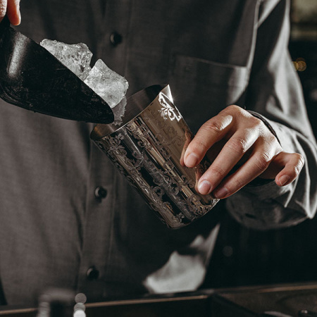 Стакан смесительный «Пробар Премиум Мотиво» с рисунком;сталь нерж.;0,5л;D=90,H=165мм;серебрист.