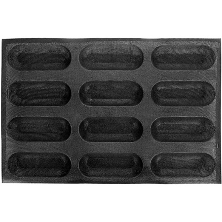 Форма конд.для выпечки багетов [12ячеек]16.9*6.4*3;силикон;,L=60,B=40см;черный