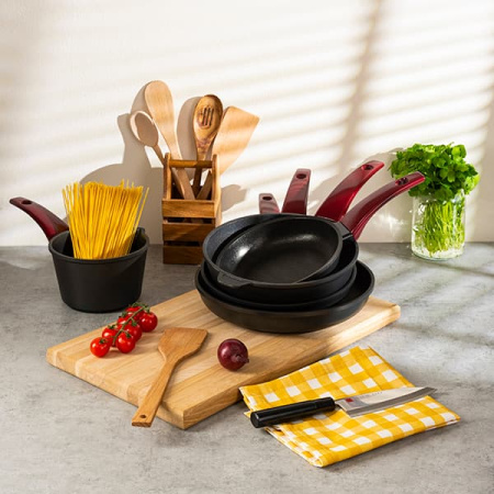 Сковорода «Винум»;алюм.литой,бакелит;D=200,H=65мм;черный,красный