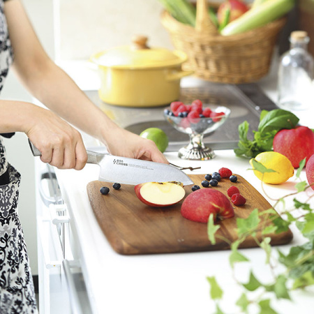 Нож поварской «Диакросс» сантоку;сталь нерж.;,H=20,L=295/165,B=25мм;металлич.