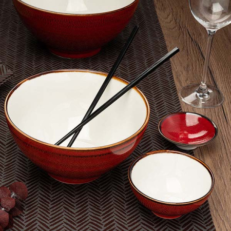 Салатник «Джаспер»;фарфор;240мл;D=113,H=54мм;белый,красный