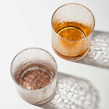 Олд фэшн (стакан) «Кракле» с золотой или черной пудрой;стекло;350мл;D=75,H=90мм;прозр.