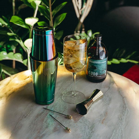 Джиггер «Пробар Премиум Солар» 30/45 мл октагон;сталь нерж.;D=39/43,H=112мм;золотой