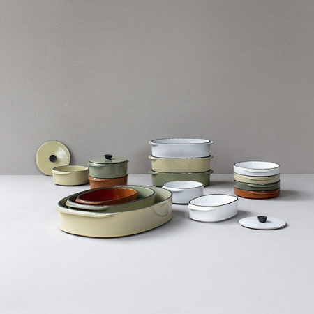 Кастрюля для запекания «Карактэр» с крышкой;керамика;250мл;D=120,H=65,L=140мм;белый,черный