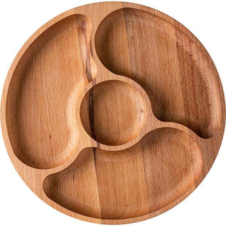 Менажница 4 секции;бук;D=250,H=25мм;св. дерево