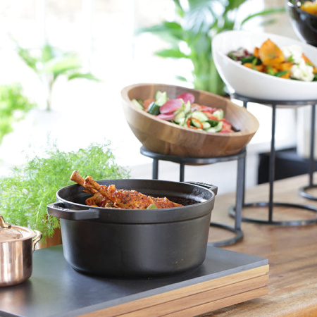 Станция буфетная для поддержания тепла;дуб,керамика;,H=61,L=530,B=325мм;черный дуб,тем.корич.