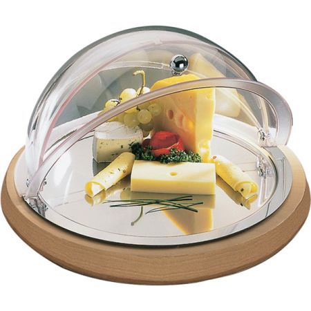 Поднос фуршетный на подставке с охладительным элементом, без крышки;дерево;D=38/48,H=6см;металлич.,с