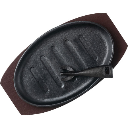 Сковорода для фахитос с подставкой «Эмбер Каст»;чугун,дерево;,H=32,L=32/27,B=18см;черный