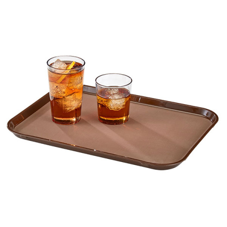 Поднос прорезиненный прямоугольный;стеклопласт.;,L=41,5,B=30см;коричнев.