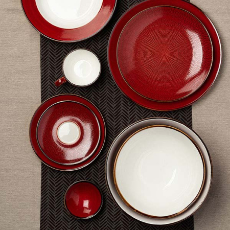 Чашка чайная «Джаспер»;фарфор;200мл;мм;красный,белый