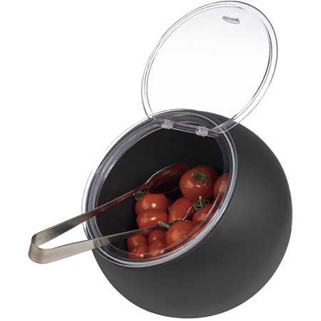 Емкость фуршетная «Мун» с откидной крышкой;пластик;0,8л;D=19,H=17,5см;черный