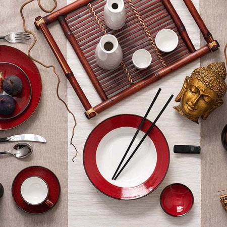 Чашка чайная «Джаспер»;фарфор;200мл;мм;красный,белый