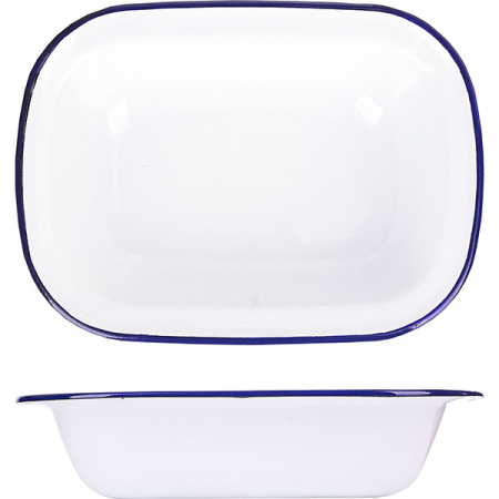 Форма для запекания эмалированная;сталь;,L=19,5,B=14,5см;белый,синий