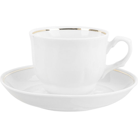 Чайная пара «Тюльпан»;фарфор;250мл;D=85/145,H=65мм;белый,золотой
