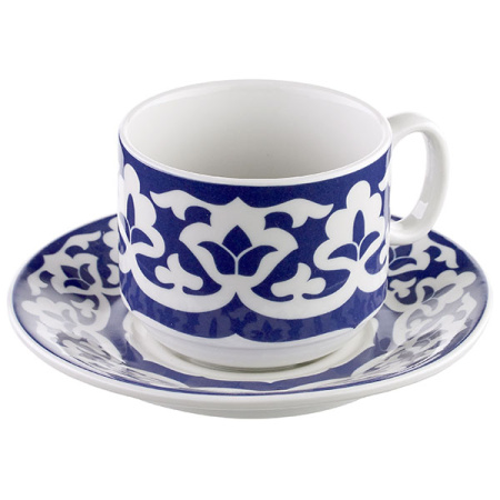 Чайная пара «Экспресс-Восток»;фарфор;220мл;D=143,H=65мм;белый,синий