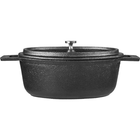 Кастрюля для запекания «Эмбер Каст» с крышкой;чугун;0,8л;,H=7,L=18,B=14см;черный