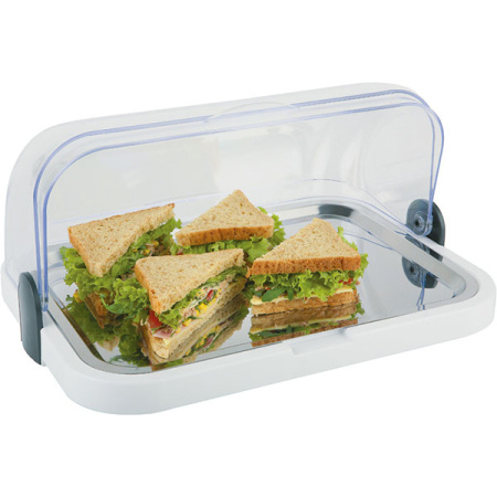 Поднос фуршетный с охладительным элементом;сталь нерж.,пластик;,H=20,5,L=44,B=32см;белый