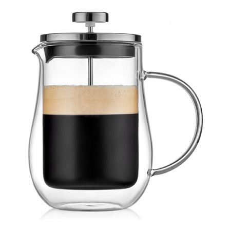 Френч-пресс «Флорал» с двойными стенками;стекло борос.,сталь нерж.;0,6л;D=12,5,H=18,B=14,5см;прозр.,