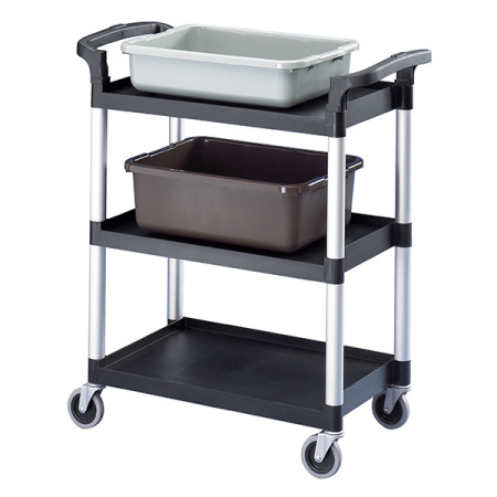 Тележка сервировочная 3 яруса для обслуживания ;пластик,алюмин.;,H=96,5,L=83,5,B=41см;черный