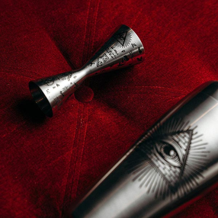 Джиггер «Афродит Алкеми» 30/45 мл с рисунком;сталь нерж.;D=5,H=12см;серебрист.