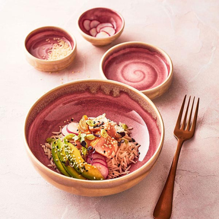 Салатник «Аврора Везувиус Роуз Кварц»;фарфор;D=17,5см;розов.,бежев.