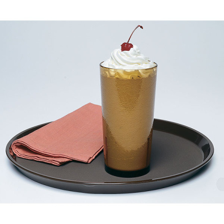 Поднос «Политрид» прорезиненный круглый;полипроп.;D=28см;черный