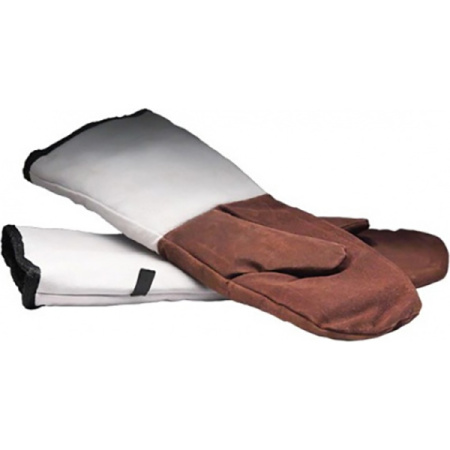 Рукавицы защитные (пара) до 250 С, замша;,L=43см;коричнев.,белый