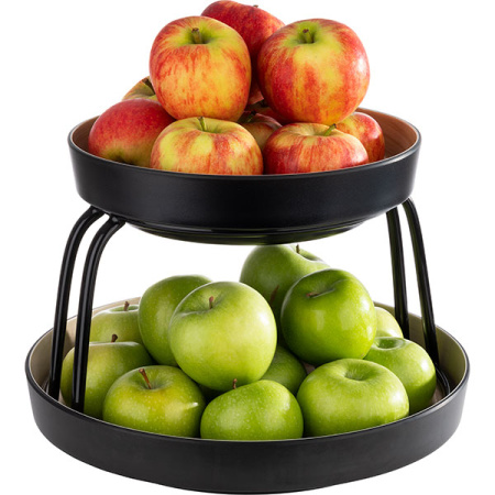 Поднос фуршетный «Фрида» с каплесборником;пластик;D=255,H=60мм;черный,бежев.