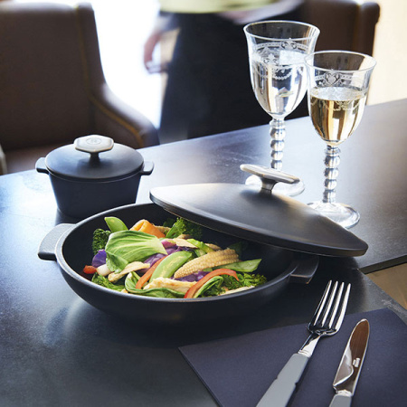 Кастрюля для запекания «Революшн» с крышкой;керамика;0,8л;D=22,3,H=10см;черный