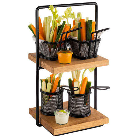 Этажерка «Буфет» 2 яруса;дерево,металл;,H=40,5,L=23,B=20см;коричнев.,черный