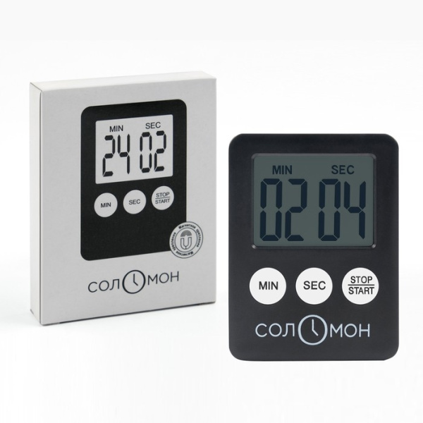 Таймер электронный «Соломон» на магните ;,H=7,L=53,B=70мм;черный