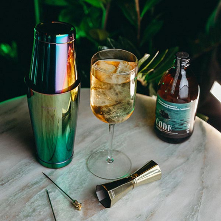 Джиггер «Пробар Премиум Солар» 30/45 мл октагон;сталь нерж.;D=39/43,H=112мм;золотой