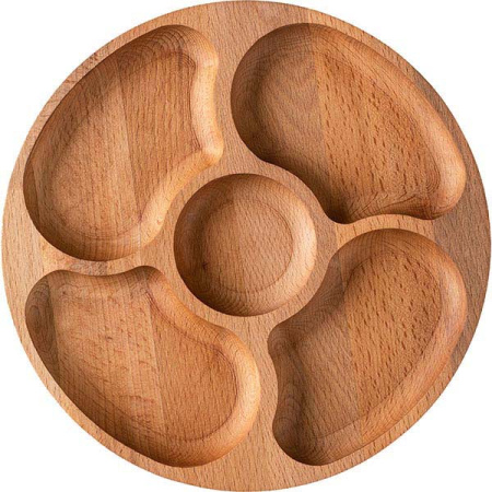 Менажница 5 секций овальных;бук;D=250,H=25мм;св. дерево