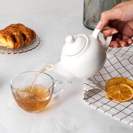 Чайник заварочный «Кунстверк»;фарфор;250мл;D=63,H=90,L=155мм;белый