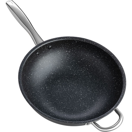 Сковорода «Вок» «Уитфорд»;алюм.литой,сталь нерж.;4,5л;D=30,H=9см;граф.,черный