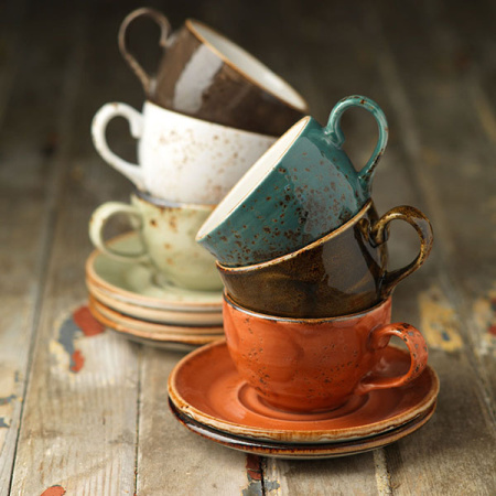 Чашка чайная «Крафт Вайт»;фарфор;228мл;D=90/45,H=60мм;белый,коричнев.