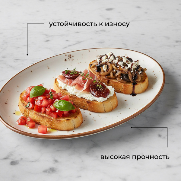 Блюдо «Париж» овальное;фарфор;,L=25,B=19см;белый,коричнев.