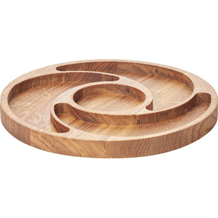 Менажница «Инь-Янь» 4 секции круглая;дуб;D=300,H=25мм;деревян.