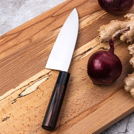 Нож кухонный «Нара» односторонняя заточка;сталь нерж.,дерево;,L=285/150,B=49мм;металлич.,тем.дерево