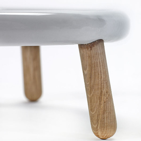 Подставка фуршетная для салатника;металл,дерево;D=18см;белый