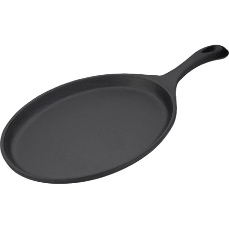 Сковорода для фахитос «Эмбер Каст Мэтт»;чугун,дерево;,H=30,L=378/240,B=190мм;серый,тем.дерево