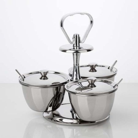 Набор емкостей фуршетных для соусов и специй (3 чаши);сталь нерж.,пластик;D=10,H=20,5см;металлич.