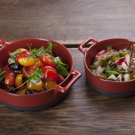 Форма для запекания порционная;фарфор;0,5л;D=15,H=5см;красный,черный