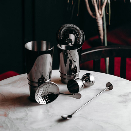 Джиггер «Пробар Премиум Оникс» 30/60 мл;сталь нерж.;D=45/52,H=87мм;черный