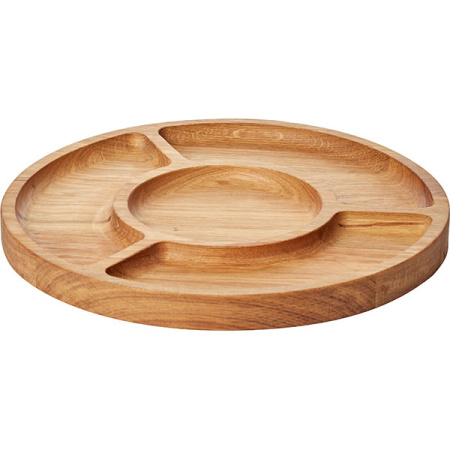 Менажница 4 секции круглая;дуб;D=300,H=25мм;деревян.