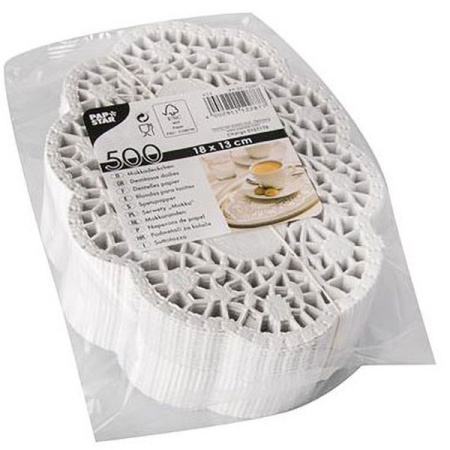 Настольные подкладки кружевные[500шт];бумага;,H=35,L=180,B=130мм;белый