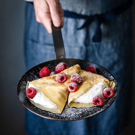 Сковорода;голуб.сталь;D=220,H=25,L=415мм;серый