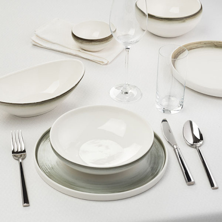 Салатник «Айсио»;фарфор;250мл;D=11,H=5см;белый,серый