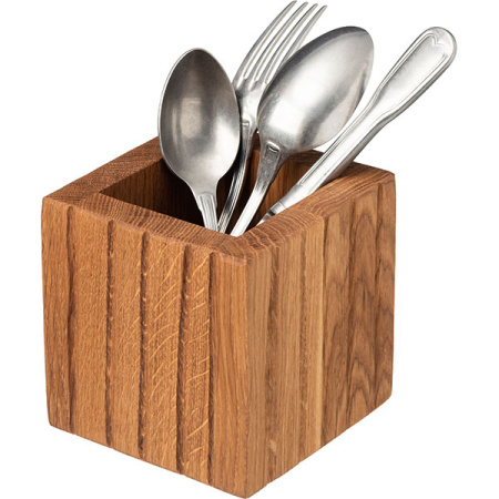 Подставка для столовых приборов;дуб;,H=12,L=12,B=12см;коричнев.